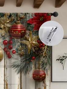 1pc Christmas Ball & Element Pattern Premium Decorative Curtain Rod Pocket Sheer Curtain, All Season Use For Outdoor, Gazebo, Bedroom, Kitchen, Office, Study, Living Room - Semi-Sheer (100g Fabric Weight) Home Decor Christmas Decorations Room Decor Christmas Decorations Home