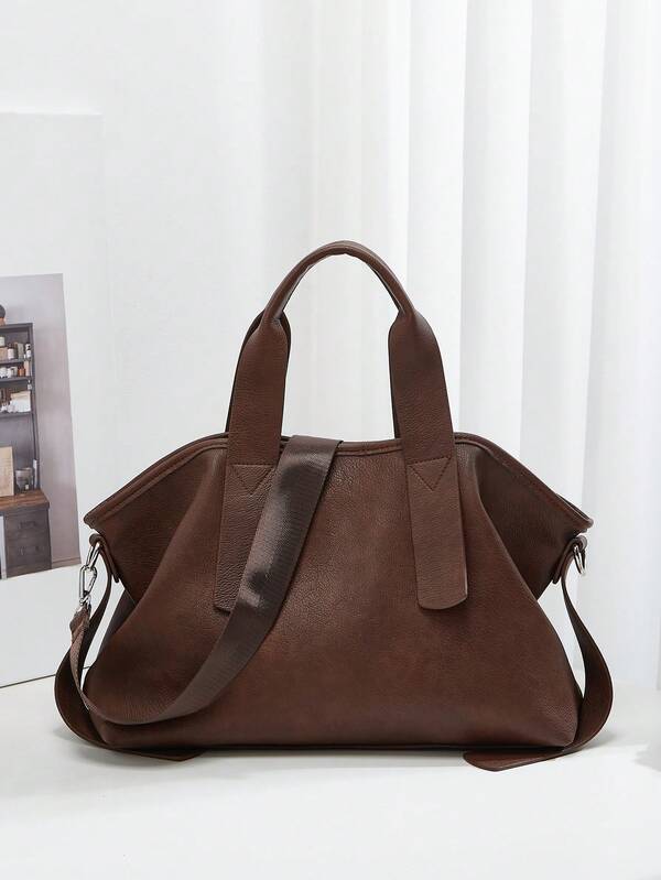 New Large Capacity Women's Handbag, Solid Color Minimalist Design Versatile Shoulder Bag, High-End Niche Design Commuter Casual Tote Bag, Suitable For Outings, Business Trips, Commuting, Work, Travel, Shopping And Daily Use