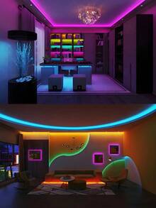 1pc Room LED Light Strip, Room Lamp, Decorative Lighting, 5050 RGB Light Strip 1m/3 Meters/5m/10m/20m, Color Changing String Lights, Cuttable Length, 3-Key Dynamic Speed Control, Dimmable, For Room Decor, Home Decor, Wedding Decor, Party Supplies, Bedroom, Kitchen, Party DIY, Room, Bathroom, Stairs, Kitchen, TV Backlight, Birthday, Easter Gift, Easy Installation, Holiday Party Supplies, Thanksgiving, Mother's Day - Multicolor - View 5