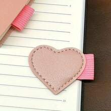 1pc Piece Self-Adhesive Heart-Shaped Pen Clip, Waterproof Leather Writing Pen Clip, Portable Pen Clip, Home Study Reading Book Self-Adhesive Sticky Notes Clip, Notebook Accessories Pen Clip,School Teacher Office Supplies Stuff,Bible Study Supplies Notebook Book,Back To School Supplies,Burn Book,Planner Journal Notebook