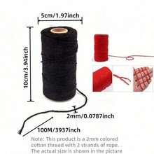 100M/300M 米色 Macrame 绳卷 强力 2 毫米工艺绳 适用于 DIY 缝纫、植物悬挂、壁挂婚礼圣诞装饰 - 彩色 - 查看 3