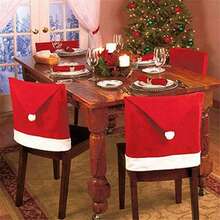 4/6pcs Christmas Chair Covers, 23.6*20 Inches, Removable And Washable Dinner Chair Covers, Suitable For Christmas Dining Table, Restaurant, Kitchen, Living Room Home Decor, Christmas Decorations, Christmas Hats, Christmas Gifts, Christmas Decor Accessories