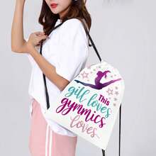 Mochila con tema de gimnasia y ballet - Mochila de cuerdas de doble cara, bolsa de gimnasia con lema de gimnasia, bolsa plegable de estilo bohemio con cordón, perfecta para clase de ballet, práctica de danza, escuela, viaje - Diseño rosa/azul/morado/negro, lavable a máquina, regalo ideal para bailarines. Bolsa deportiva de 16 "x 13" para deportes, fitness, ejercicio, bolsa de viaje de gran capacidad para vacaciones, para mujeres y hombres, bolsa de yoga esencial para viajes