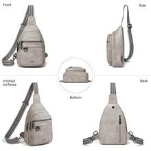 Sling Bag For Women Men Vegan Leather Crossbody Bags Fanny Pack Purse Backpack Over Shoulder Bag Travel Anti Theft,Vacation Essentials&Back-To-School Essentials - 淺灰色 - 查看 8