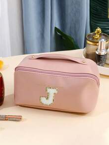 1 szt. Wielofunkcyjna kosmetyczka, wodoodporna kosmetyczka ze skóry PU, kosmetyczka łazienkowa, pojemny uchwyt na pędzle do makijażu, list DIY, przenośna torebka, kosmetyczka o dużej pojemności na kosmetyki do pielęgnacji skóry, pędzle, puder, szminkę, odpowiednia na plażę, do szkoły, do łazienki, na święta, walentynki, prezenty świąteczne dla mamy, rodziny, przyjaciół, niezbędna jesienią - Różowy - Zobacz 26