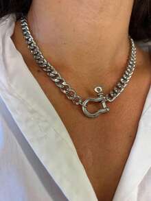 1 buc bijuterii impermeabile 18K placate cu aur din oțel inoxidabil cutie lanț Choker dublă culoare cataramă groasă pandantiv colier pentru femei bijuterii