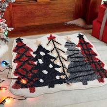 1 Pc Christmas Themed Christmas Tree Shaped Bathroom Mat, Imitation Cashmere Material, Super Absorbent, With Silicone Non-Slip Backing - Machine Washable, Suitable For Home Decoration Bathroom, Sink, Laundry Room, Living Room, Bedroom Decorative Mat, Christmas Decorative Carpet, Christmas Gift Kitchen Rug