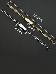 1件客製化雕刻不鏽鋼手鍊，刻有姓名與圖案，適合作為禮物 - 彩色 - 查看 4