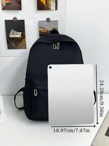 Customized Backpack, Ideal For Students Or Everyday Use; Fashionable And Versatile, Made Of Durable Nylon Material; Can Be Personalized With Name Or Holiday Greetings; Suitable For Both Men And Women; Elegant And Simple Design, Soft And Comfortable; Vibrant Colors; Adorable And Charming; Perfect For Casual Wear; Unique Personalized Gift For Family And Friends. - Black - View 9