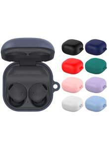 1pc Solid Color Silicone Anti-Drop Case + Runway Buckle Earbud Case Compatible With Samsung BudsLive/Galaxy Buds2Pro/FE Bluetooth Earphones Protective Cover, Multi-Color Options - Multicolor - View 3