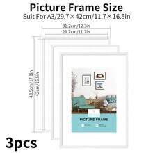 1/3pcs, 30x40cm/A4/A3 Wooden Photo Frame, White Solid Wood Frame, Memory Collage Frame, Simple White, Wooden Texture, Home Wall Decor Frame, Art Work Display Frame, Poster Frame, Classic Frame - White - View 13