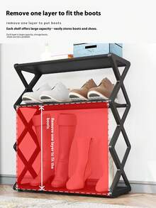 1pc 4-Tier X-Shaped Shoe Rack - Foldable Space-Saving Shoe Organizer, Steel Tube Shoe Rack, Easy Assembly No Tools Required, Suitable For Home, Dorm, Porch, Office, Dust-Proof Design, Applicable For Entryway, Hallway, Bedroom And Dorm - Multicolor - View 8