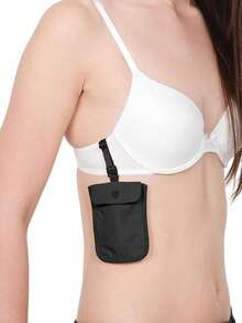 Portefeuille de soutien-gorge anti-RFID caché - Doux et agréable à la peau, réglable, fermeture à bouton pour empêcher la chute des articles, léger et respirant, lavable et réutilisable, pochette de voyage et poche cachée spécifique pour passeport, options de couleurs multiples