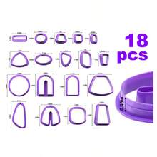 18pcs/Set Soft Pottery Mold DIY Handmade Pottery Mud Clay Cutter Clay Polymer Earring Making Geometric Shape Mold, Soft Pottery Mud Cutting Mold, Earring Pendant Jewelry Making Mold Cutter, Multiple Colors Available - Multicolor - View 6