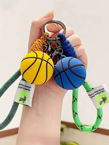 New Year Basketball Pendant, Sports Basketball Keychain, Bag Charm, Creative New Soft Rubber Basketball Keychain Accessory, Gift, Soft Rubber Sports Basketball Keychain, Mini Backpack Hanging Decoration, Fashionable Men, World Cup Basketball Keychain