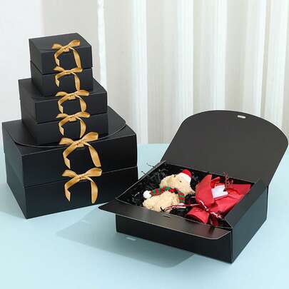 10 件/5 件/2 件 - 带盖白色/黑色/粉色/棕色礼品盒，带丝带的伴娘求婚盒礼品盒，婚礼礼品盒，生日礼物，送礼会和其他派对，情人节礼物，情人节，包装，生日，DIY 制作，美容收纳盒