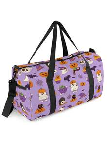 Halloween Themed Travel Bag, Pumpkin Shape Yoga Mat Carrier Shoulder Bag, Large Capacity Polyester Durable Foldable Travel Bag, Unisex - Duffel Bag - View 3
