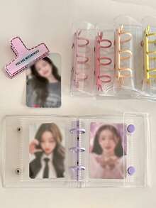 Mini 3-Ring Macaron Binder Cover, Dual Snap DIY Organizer Album, Fits 3-Inch Postcards, Kpop Idol Cards, School & Office Supplies, Photo Album, Durable Loose Leaf Notebook Cover, Planner & Note Taking