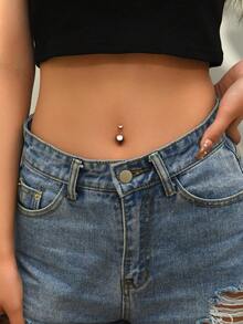 1 pieza Anillo de ombligo con rhinestones de moda, apto para uso diario