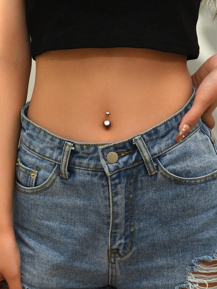 1 pieza Anillo de ombligo con rhinestones de moda, apto para uso diario