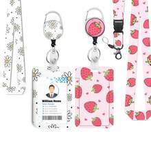 1 Conjunto (Clipe de Crachá + Cordão + Porta-Cartão) Porta-Crachá de Professor com Padrão de Flor Branca em Bottom Preto, Acessórios Casuais Personalizados para Assistente Médico, Carretel de Crachá de Enfermeira, Chaveiro Retrátil Durável, Porta-Cartão de Identificação Comercial Simples, Adequado para Escola, Trabalhadores de Escritório, Equipe Médica, Homens e Mulheres, Dia da Enfermeira, Presente do Dia do Professor - Margarida Preta