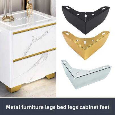 Juego de 4 patas de mueble de metal elegantes - Súper resistentes, aptas para hardware de muebles DIY/reemplazo de patas, gabinetes, sofás, muebles minimalistas en forma de L, mesitas de noche, soportes de TV