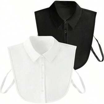 1 件女士休闲纯白色纽扣荷叶边领长袖无弹力非加大码披肩领衬衫，适合秋冬度假和日常穿着