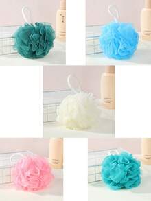 [4 Pieces Of Exfoliating Loofah Sponge] 4 Pieces Of Lace Super Exfoliating Home Spa Shower Loofah Sponge, Fluffy Net Brush, Bath Spa Puff Scrub Ball, Used For Face And Body, Rich Foam Bubble Net Shower Loofah Sponge, Bath Flower Ball, Bath Sponge Tennis Used For Bathing Back Scrubber, Bathroom Accessories (Random Color) - Multicolor - View 11
