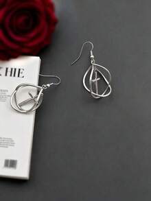 2pcs/Set Fashionable Minimalist Hollow Cross Lantern Dangle Earrings, Versatile For Daily Wear, Party, Halloween