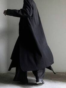 Yamamoto Style Long Suit Jacket For Men And Women With A Sense Of Luxury, Black Shoulder Coat With Slim Fit, Men's Casual Design, Long Suit Jacket - 黑色 - 查看 4