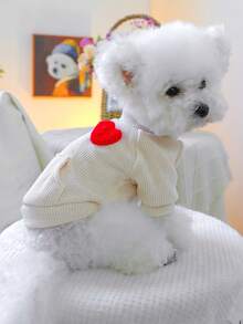 1 pieza Ropa para mascotas, Lindo atuendo para perros/gatos pequeños, Suéter de cuello redondo cálido y cómodo para otoño/invierno