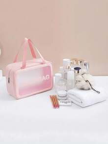 3pcs/Set Travel Makeup Bag, PVC Waterproof Toiletry Bag, Makeup Brush Organizer, Cosmetic Bag, Dry & Wet Separation, Holiday Travel Essentials, Perfume Case, Makeup Pouch, Multifunctional Luggage Bag Cosmetics, Skincare, Eyebrow Pencil, Powder Puff, Comb, Nail Polish, Manicure, Jewelry, Perfume, Stationery, Digital Product Storage, For Holiday Beach, Bathroom Collection, Bedroom Collection, Large Capacity