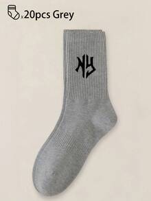 40pcs/30pcs/24pcs Unisex Comfortable Sports Socks, Men's Long Socks For Sports And Training, Women's Long Socks For Casual And Business Wear, Antibacterial, Soft, Black And White, Odor-Resistant, Moisture-Wicking, Lightweight And Comfortable, Suitable For Autumn/Winter, 20pcs/10pcs/8pcs/6pcs/4pcs/2pcs Set, Autumn