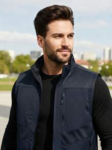 男士轻便户外实用背心，带拉链口袋 - 秋冬休闲无袖夹克