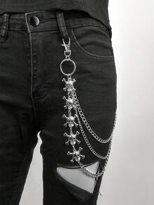 1pc Women's Hip Hop Multi-Layered Metal Pants Chain In Silver Color, Punk Style Fashionable Accessory For S Chains Street Halloween Summer, School Fall, Autumn, Halloween - Silver - View 12