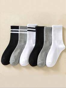 3/6 Pairs Women Over-The-Knee Socks, Warm Solid Color Sports Thigh High Socks, Suitable For Autumn/Winter - Multicolor - View 8