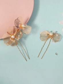 2pcs/Set Elegant Butterfly Shaped Hair Clips, Bridal Wedding Hair Accessories