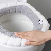 1pc Thickened Toilet Seat Cover, Pull-Out Toilet Seat Cover, Knitted Warm Universal Toilet Seat Cover, Washable Toilet Seat Cover, Skin-Friendly Comfortable Fabric, Plush Toilet Seat Cover For All Seasons, Suitable For Autumn/Winter Home Use - Multicolor - View 4