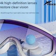 1pc Large Frame Adult Gradient Electroplated Swimming Goggles, Waterproof Anti-Fog High Definition Wide Vision Swim Goggles, Unisex UV Protection - Multicolor - View 4