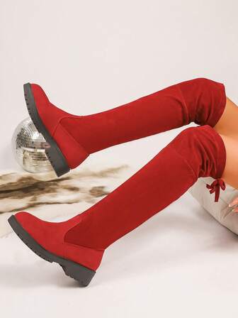 2025 Autumn/Winter New Women's Flat Suede Over-The-Knee Boots, Elastic Slim Leg High Shaft Boots