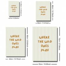 1 幅带框/无框《Where The Wild Ones Play》儿童房名言海报条纹印刷波西米亚风格婴儿儿童房墙壁艺术帆布印刷极简主义美学装饰画，适用于儿童房、游戏室、客厅、卧室、现代家居装饰 - 彩色 - 查看 6
