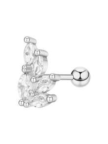 1 pièce Boucle d'oreille à tige en acier inoxydable zirconium argent décontractée, bijou de piercing de cartilage unisexe de luxe pour usage quotidien