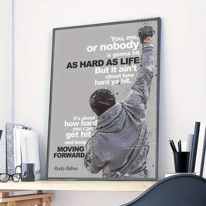 Vibrant Rocky Balboa Inspirational Quote Canvas Poster - High-Quality Frameless Wall Art For Living Room & Bedroom Decor, Modern Home Office Accent, Motivational Gift Idea