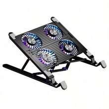 Laptop Cooling Stand With 2/4 Fans Foldable Gaming Laptop Cooling Pad 7 Height Adjustable RGB Laptop Cooler Base For 11-17.3 Inch