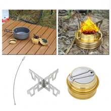2/1 件便携式迷你酒精炉耐热不锈钢支架耐用紧凑炊具带密封盖和盖子适用于露营背包徒步旅行登山和野餐，户外配件 - 彩色 - 查看 1