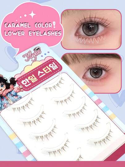 5 Pares de Cílios Postiços Marrons Pontudos, Haste Transparente Ultra-Fina em Formato de Chama para Iniciantes, Cabelo de Haste Confortável, Adequado para Encontros e Festas