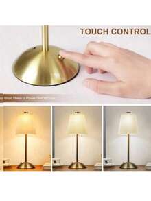 1 pieza Lámpara LED portátil inalámbrica para mesita de noche, control táctil, recargable por USB, 3 colores ajustables, luz de protección ocular, adecuada para estudio, dormitorio, sala de estar, comedor, cafetería, hotel y otra iluminación decorativa ambiental, 2 colores disponibles - Varios - Ver 4