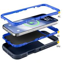 Suitable 17/16/15/14/13 Series Three-Layer Thickened Heavy-Duty Protective Case, Heavy-Duty Anti-Fall Full-Body Strong Shockproof Three-Layer Sturdy Protective Mobile Phone Case, 3-In-1 Sturdy And Durable Protective Case, Halloween, Christmas, Easter And Thanksgiving, Perfect Male/Girlfriend Holiday And Birthday Gift Selection - Đen và đỏ - Xem 8