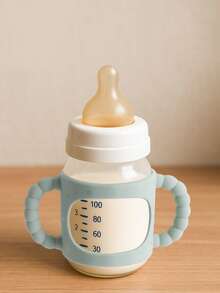 1pc Silicone Baby Bottle Handles, Easy Grip Removable Handles For Bottle To Sippy Cup Transition, Universal Fit - Green - View 6