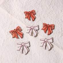 6 piezas Accesorios con decoración de lazo vintage desgastado, colgante de joyería elegante, materiales DIY para aretes, collares y adornos colgantes en naranja y blanco